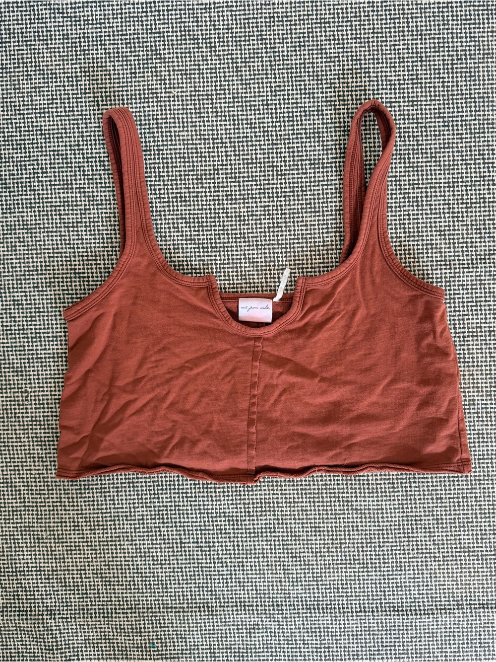 UO Crop Tank Top in Rust Red - Women's Casual Scoop Neck